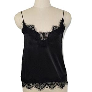 Black lace trimmed silky cami